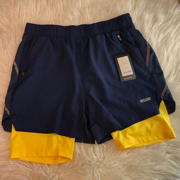 Arsuxeo Shorts Arsuxeo Mens 2 In Active Running Shorts With 2